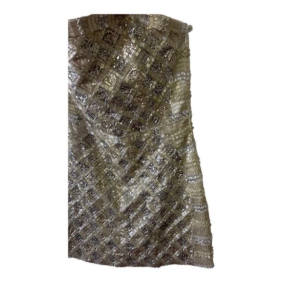 Retrofete Heather Strapless Mini Dress Sequin Embellished Silver Gold Size XS - Picture 15 of 16